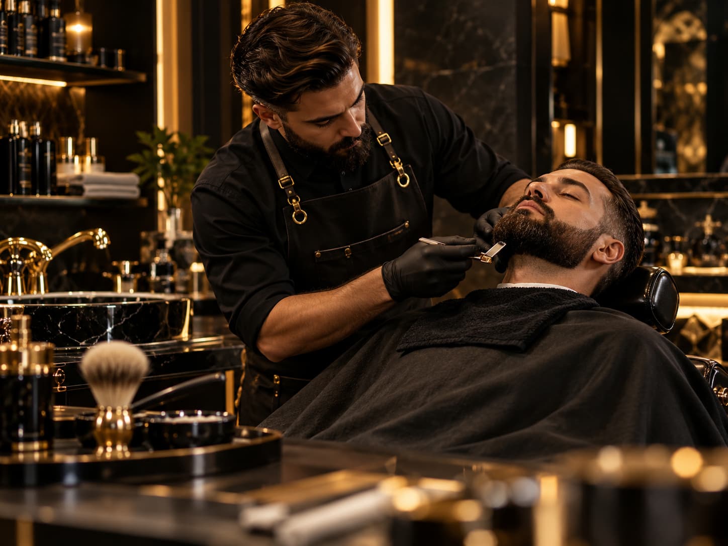 Cliente recibiendo un corte de cabello
